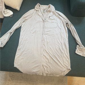 SKIMS button down pajama dress (nude)